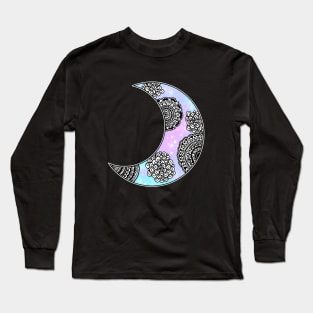 Crescent Moon Mandala Galaxy Long Sleeve T-Shirt